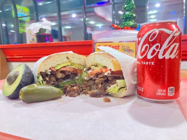 Carnitas torta special w/ natural fries &16oz drink